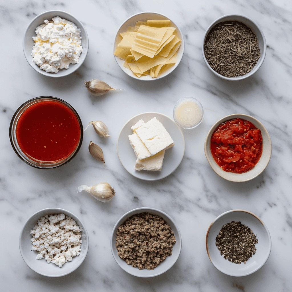ingredients for sausage lasagna soup