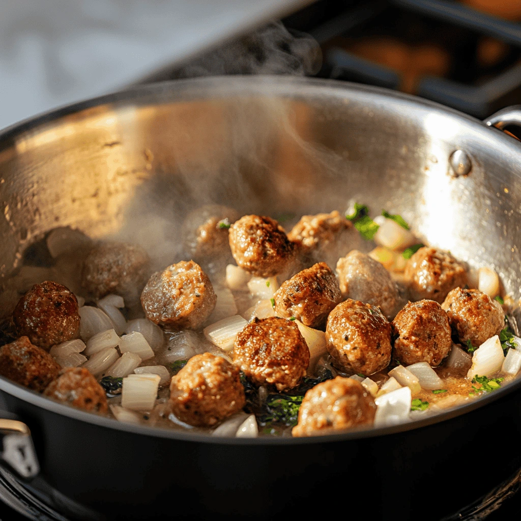 browning sausage for soup